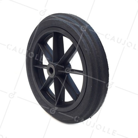 ROUE DE BROUETTE INCREVABLE DURE DIAMÈTRE 360 MM CHARGE 125KG AXE DE 20 MM - S605DP 360 R20-74 • Caujolle
