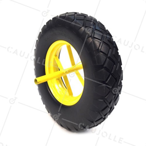 ROUE DE BROUETTE INCREVABLE DIAMÈTRE 400MM CHARGE 150 KG AVEC AXE INTÉGRÉ DE 20 MM - S8000 • Caujolle