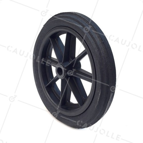 ROUE DE BROUETTE INCREVABLE DURE DIAMÈTRE 360 MM CHARGE 125KG AXE DE 25 MM - S605DP 360 L25-74 • Caujolle