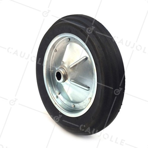 PUNCTURE-PROOF HARD RUBBER WHEELBARROW WHEEL WITH STEEL RIM 400 MM DIAMETER 20 MM BORE S600 • Caujolle