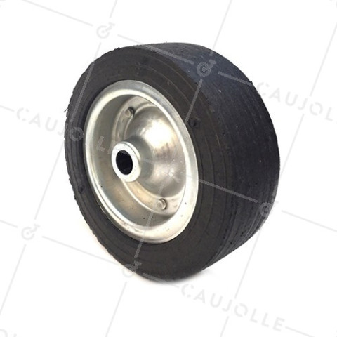 ROUE LARGE CAOUTCHOUC JANTE TÔLE DIAMÈTRE 250 MM CHARGE 600KG AXE 25 MM - S2750ST250R25 • Caujolle
