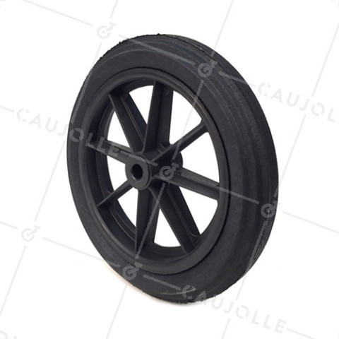 ROUE DE BROUETTE INCREVABLE DURE DIAMÈTRE 360 MM CHARGE 125KG AXE DE 20 MM - S605DP 360 L20-74 • Caujolle