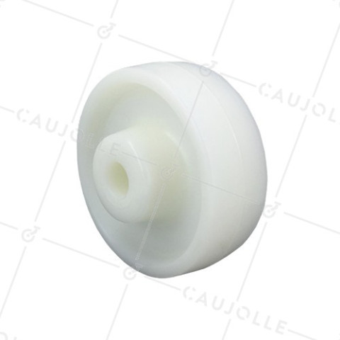 ROUE NYLON FORTE CHARGE DIAMÈTRE 125 MM CHARGE 600 KG AXE 20 MM LISSE • Caujolle