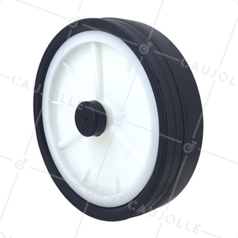 ROUE DE TONDEUSE LISSE DIAMÈTRE 200 MM CHARGE 25 KG AXE 14 MM • Caujolle