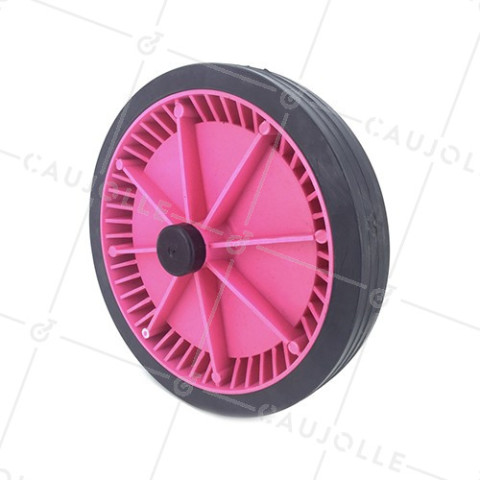 ROUE DE TRANSAT ROSE DIAMÈTRE 250 MM CHARGE 25KG AXE 20 MM • Caujolle