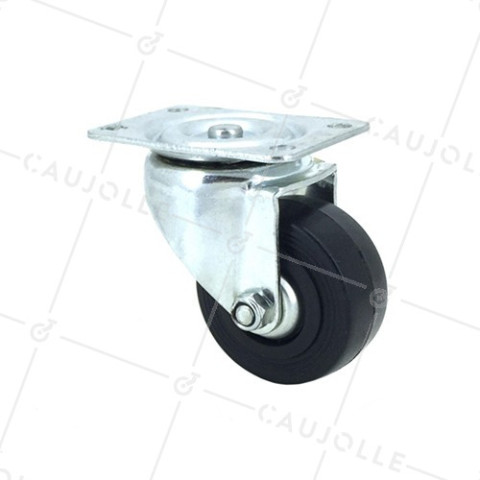 Rubber castor wheel with plate 50 mm diameter S2C  • Caujolle