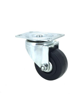 Industrial black rubber castor wheel 50 mm diameter with plate 1