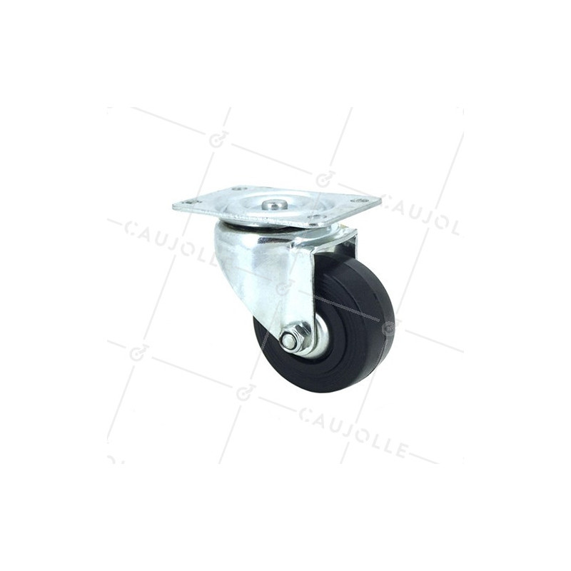 Industrial black rubber castor wheel 50 mm diameter with plate 1