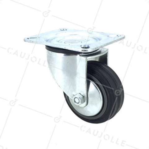 Rubber castor wheel with plate 80 mm diameter S2C  • Caujolle