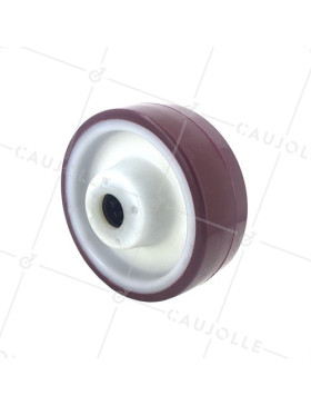 ROUE INDUSTRIELLE NYLON POLYURÉTHANE DIAMÈTRE 125 MM CHARGE 300 KG AXE 20 MM ROULEAUX • Caujolle