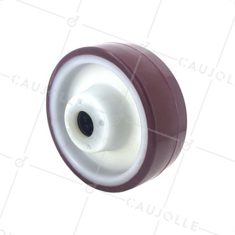 ROUE INDUSTRIELLE NYLON POLYURÉTHANE DIAMÈTRE 125 MM CHARGE 300 KG AXE 20 MM ROULEAUX • Caujolle
