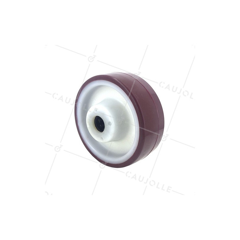 ROUE INDUSTRIELLE POLYURÉTHANE ROUGE DIAMÈTRE 125 MM AXE 20 MM A ROULEAUX