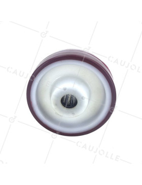 ROUE INDUSTRIELLE POLYURÉTHANE ROUGE DIAMÈTRE 125 MM AXE 20 MM A ROULEAUX