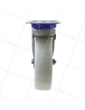 ROULETTE INOX EN NYLON PIVOTANTE A FREIN DIAMÈTRE 200 MM CHARGE 300 KG