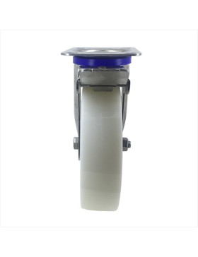 ROULETTE INOX EN NYLON PIVOTANTE A FREIN DIAMÈTRE 200 MM CHARGE 300 KG