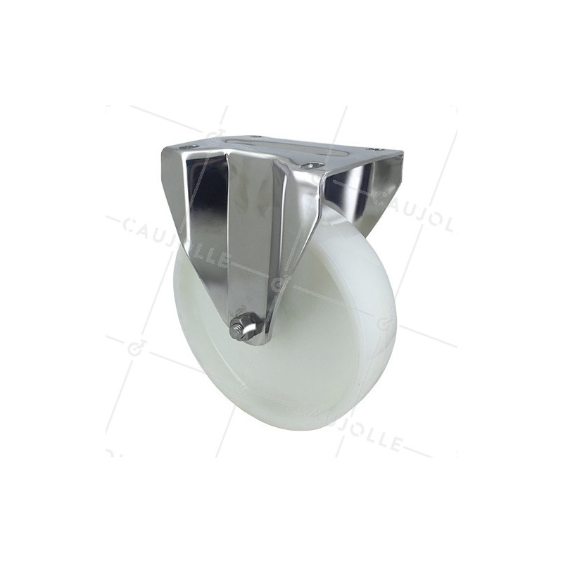 Fixed-position castor wheel STAINLESS STEEL 200 mm diameter nylon 1