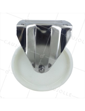 Fixed-position castor wheel STAINLESS STEEL 200 mm diameter nylon 2
