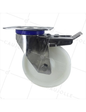  STAINLESS STEEL swivel castor wheel with brake 150 mm diameter nylon 2