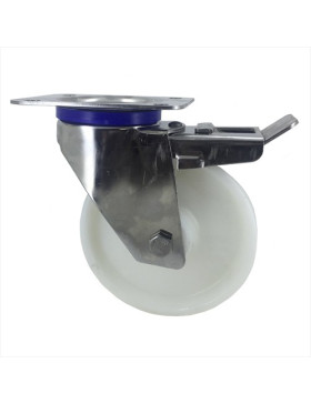  STAINLESS STEEL swivel castor wheel with brake 150 mm diameter nylon 2
