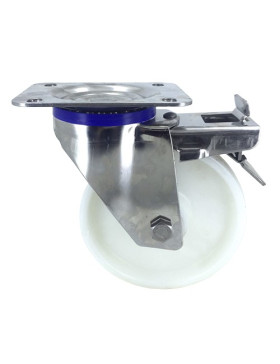 STAINLESS STEEL swivel castor wheel with brake 150 mm diameter nylon 3