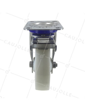 ROULETTE INOX EN NYLON PIVOTANTE A FREIN DIAMÈTRE 160 MM CHARGE 300 KG