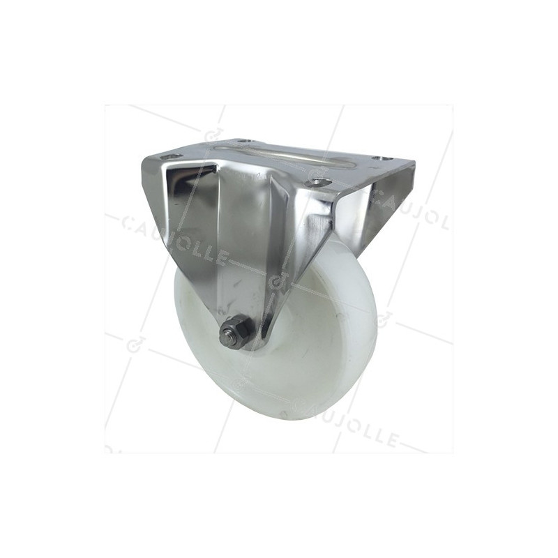 ROULETTE INOX EN NYLON FIXE DIAMÈTRE 160 MM CHARGE 300 KG