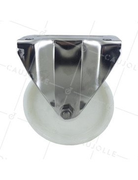 Fixed-position castor wheel STAINLESS STEEL 150 mm diameter nylon 2