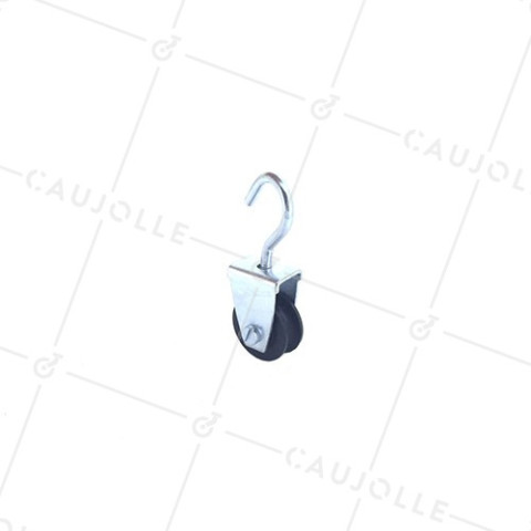 POULIE À CROCHET DIAMÈTRE 25 MM CHARGE 25KG POUR CABLE DE 6 MM • Caujolle