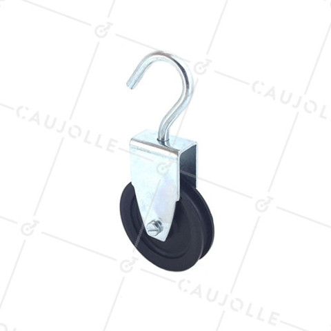 POULIE À CROCHET DIAMÈTRE 60 MM CHARGE 60KG POUR CABLE DE 8 MM • Caujolle