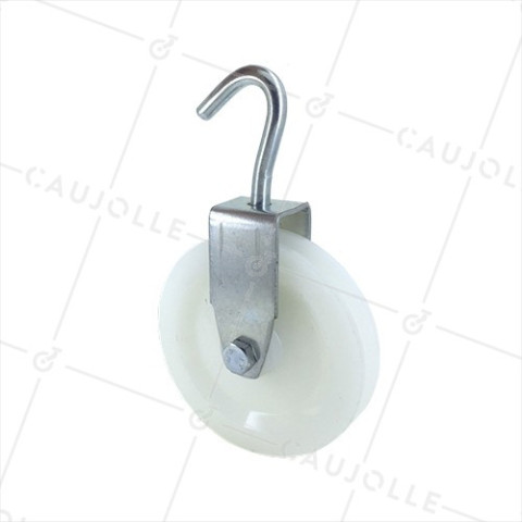 POULIE À CROCHET DIAMÈTRE 80 MM CHARGE 100KG POUR CABLE DE 8 MM • Caujolle
