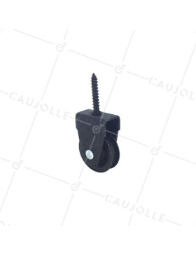 POULIE NOIRE À TIRE-FOND ACIER DIAMÈTRE 40 MM CHARGE 60 KG POUR CABLE DE 8 MM • Caujolle