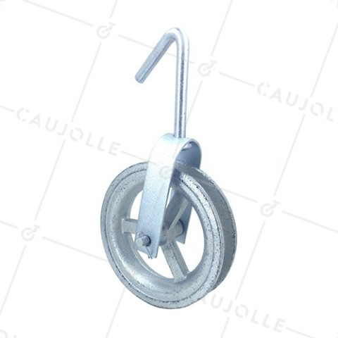 Poulie de puits Diamètre 160 mm pour corde de 25 mm Charge 50 kg • Caujolle