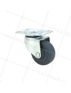 RUBBER SWIVEL CASTOR 35 MM DIAMETER 20 KG MAX LOAD - S12C35 • Caujolle