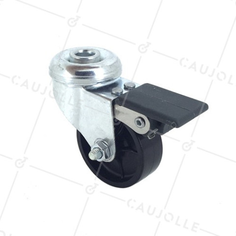 BRAKED SWIVEL FURNITURE CASTOR WITH CENTRE EYE 50 MM DIAMETER 40 KG MAX LOAD - S21PP 50B  • Caujolle