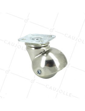 FURNITURE CASTOR IN NON-MARKING RUBBER WITH FIXING PLATE 40 MM DIAMETER 35 KG MAX LOAD - S16P40 • Caujolle