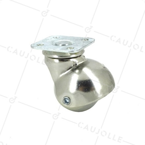 FURNITURE CASTOR IN NON-MARKING RUBBER WITH FIXING PLATE 40 MM DIAMETER 35 KG MAX LOAD - S16P40 • Caujolle