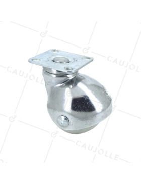 Castor FURNITURE CASTOR WITH NON-STAINING RUBBER BALL DIAMETER 50 MM LOAD 35 KG - S16P50 • Caujolle