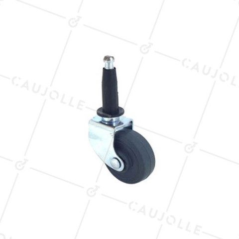 ROULETTE D’AMEUBLEMENT CAOUTCHOUC À TIGE DIAMÈTRE 30 MM CHARGE 15 KG A TIGE A CLIPSER DE 10 MM - S40C30 • Caujolle