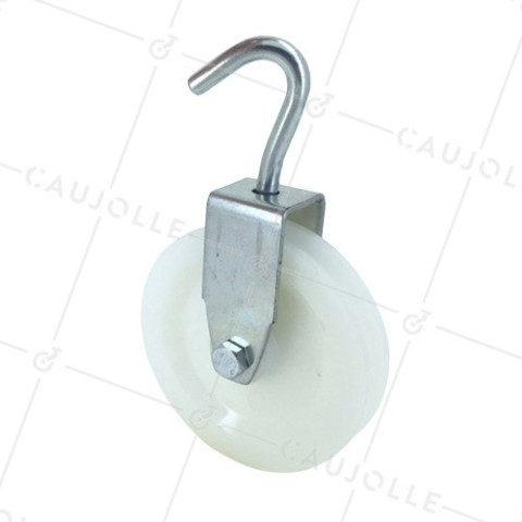 POULIE À CROCHET DIAMÈTRE 100 MM CHARGE 100KG POUR CABLE DE 9 MM • Caujolle