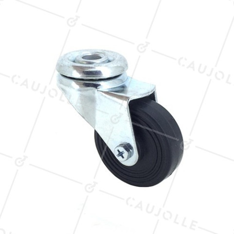 RUBBER FURNITURE CASTOR 50 MM DIAMETER 35 KG MAX LOAD 10 MM FIXING - S22C50  • Caujolle