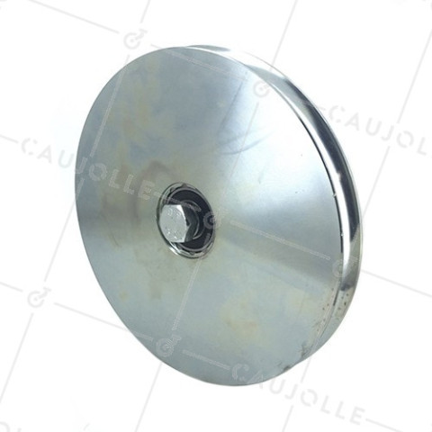 ROUE DE PORTAIL COULISSANT À GORGE RONDE ÉTROITE DIAMÈTRE 200 MM POUR RAIL ROND DE 16 MM CHARGE 600 KG AXE 14 MM - GAGR200 • Caujolle