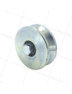 WIDE DOOR/GATE ROLLER WHEEL 100 MM DIAMETER FOR UNIVERSAL TRIANGULAR RAIL 600 KG MAX LOAD 14 MM BORE • Caujolle