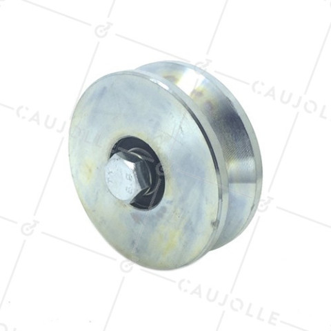 ROUE DE PORTAIL LARGE DIAMÈTRE 100 MM POUR RAIL TRIANGULAIRE UNIVERSEL CHARGE 600 KG AXE 14 MM - GAGV100L • Caujolle