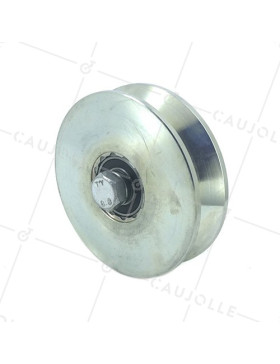 ROUE DE PORTAIL LARGE DIAMÈTRE 120 MM POUR RAIL TRIANGULAIRE UNIVERSEL CHARGE 600 KG AXE 14 MM - GAGV120L • Caujolle