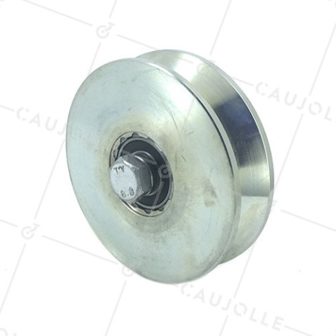 ROUE DE PORTAIL LARGE DIAMÈTRE 120 MM POUR RAIL TRIANGULAIRE UNIVERSEL CHARGE 600 KG AXE 14 MM - GAGV120L • Caujolle