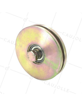 NARROW DOOR/GATE ROLLER WHEEL WITH SQUARE GROOVE 120 MM DIAMETER FOR 10 MM SQUARE RAIL 400 KG MAX LOAD 14 MM BORE • Caujolle