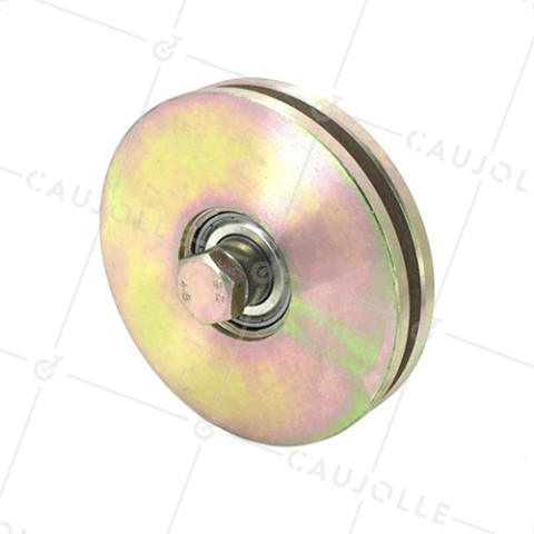 NARROW DOOR/GATE ROLLER WHEEL WITH SQUARE GROOVE 120 MM DIAMETER FOR 10 MM SQUARE RAIL 400 KG MAX LOAD 14 MM BORE • Caujolle