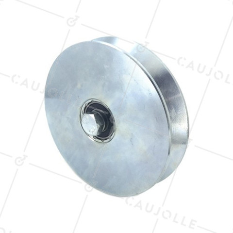 ROUE DE PORTAIL LARGE DIAMÈTRE 160 MM POUR RAIL TRIANGULAIRE UNIVERSEL CHARGE 600 KG AXE 14 MM - GAGV160L • Caujolle