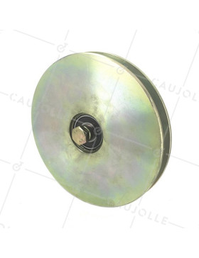 NARROW DOOR ROLLER WHEEL WITH SQUARE GROOVE 200 MM DIAMETER FOR 16 MM SQUARE RAIL 20 MM BORE • Caujolle