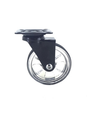 ROULETTE DESIGN TRANSPARENTE NOIRE DIAMÈTRE 75 MM CHARGE 50 KG - CRYSTALN75P